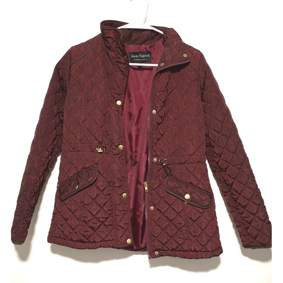 jason maxwell Jackets & Blazers - Jason Maxwell Burgundy Quilted Jacket Womens Small Lightweight Barn Coat Wine